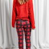 Red Dog Claw Letter Print Long Sleeve Top And Pants Lounge Set