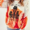 Orange Halloween Skull Abstract Round Neck Shift Casual Pullover Sweatshirt