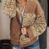 Brown Leopard Print Corduroy Long Sleeve Jacket