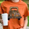 Orange FALL Pumpkin Car Graphic Print Short Sleeve T Shirt