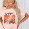 Pink Thankful Mama Leopard Print Short Sleeve T-shirt