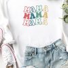 White MAMA Letter Embroidered Long Sleeve Sweatshirt