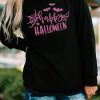 Black Happy Halloween Glitter Graphic Print Long Sleeve Top