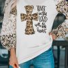 Beige Trust In The Lord Leopard Bishop Sleeve Pullover