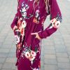 Rose Long Sleeve High Waist Floral Dress