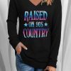 Black RAISED ON 90'S COUNTRY Glitter Letter Print Pullover