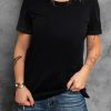 Black Solid Color Crew Neck Tee