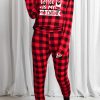 Red Letter Plaid Print Slim-fit Top And Pants Lounge Wear