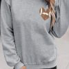 Gray Rugby Heart Shape Print Long Sleeve Sweatshirt