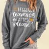 Gray LEGGINGS Leaves & LATTES Please Graphic Sweatshirt