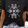 Black Graphic Print O-neck Short Sleeve T-shirt