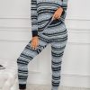 Pattern Print Long Sleeve Top And Skinny Pants Home Suit