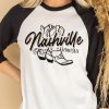 Black Nashville Boots Graphic Print Color Block Long Sleeve Top