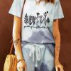 Sky Blue Among The Wildflowers Tie Dye Loungewear Set