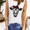 White Bandanna Cow Graphic Tank Top