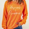 Orange Hayrides Pumpkin Long Sleeve Pullover Sweatshirt