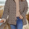 Khaki Floral Print Buttoned Long Sleeve Jacket