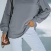 Gray Plain Relaxed Fit Crew Neck Pullover Sweatshirt