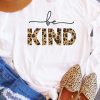 White KIND Leopard Glitter Graphic Print Long Sleeve Top