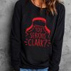 Black Letter Graphic Print Crew Neck Pullover Sweatshirt