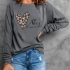 Be Kind Leopard Heart Shape Print Pullover Sweatshirt