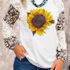 Sunflower Graphic Animal Puff Sleeve Top