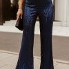 Blue High Waist Sequin Flare Pants