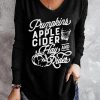 Black Fall Vibe Letter Graphic Long Sleeve Top