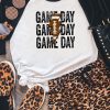 Black GAME DAY Graphic Print Color Block Top