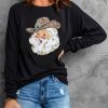 Christmas Santa Claus Print Crew Neck Graphic Sweatshirt