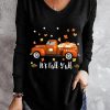 Black Romantic Fall Vibe Pumpkin Truck Graphic Pullover