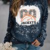 Blue GO JACKETS Leopard Graphic Print Long Sleeve Sweatshirt