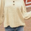 Apricot Swiss Dot Raglan Sleeves Knit Top