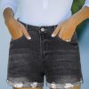 Black High Rise Cuffed Denim Shorts