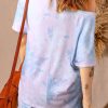 Orange Letters Print Tie-dye V Neck Short Sleeves Lounge Set