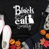 Black Cat Society Graphic Print Short Sleeve T Shirt