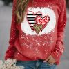 Valentine Striped Leopard Heart Print Graphic Sweatshirt