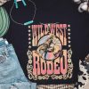 Black WILD WEST RODEO Graphic Print Crew Neck T Shirt