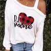 Beige Buffalo Plaid Heart Print BE Mine Asymmetric Cold Shoulder Top