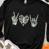 Black Skeleton Embroidered Crew Neck Pullover Sweatshirt