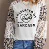 Valentine Letter Heart Leopard Print Long Sleeve Pullover