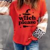 Red Witch Please Leopard Striped Patchwork Waffle Knit Top