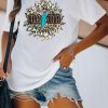 White Mama Sunflower Lightning Print Short Sleeve Graphic T-shirt