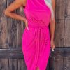 Rose Tie Waist One Shoulder Tulip Wrap Dress