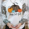 Beige Leopard Pumpkin Color Block Top