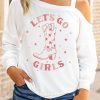 Beige Let's Go Girls Boots Graphic Print Cut Out One Shoulder Top