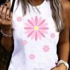 White Daisy Graphic Racerback Tank Top