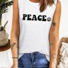 White PEACE Letters Print T Shirt