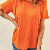 Orange Solid Color Crew Neck Tee