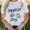 White Squeeze The Day Lemon Graphic Distressed Tee